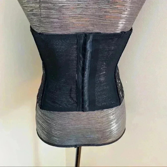 BUSTIER BLACK LACE MESH &  VELVET Size M - Picture 13 of 14